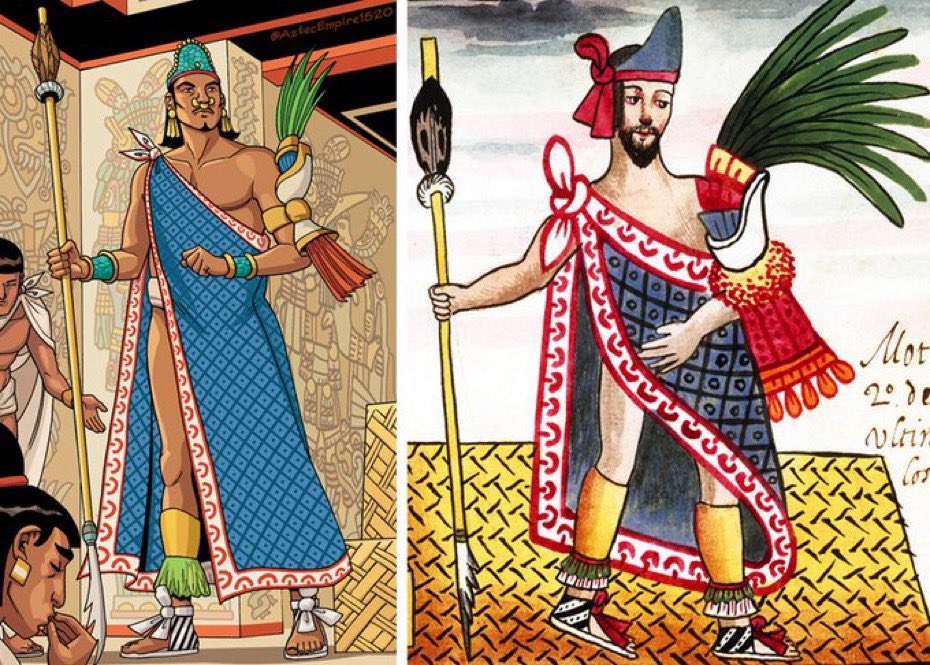 AztecEmpire1520's tweet photo. Motecuhzoma, as seen in our comic, compared with his depiction in the Ramírez Codex. #CodexToComics https://t.co/UGobD3ctJL