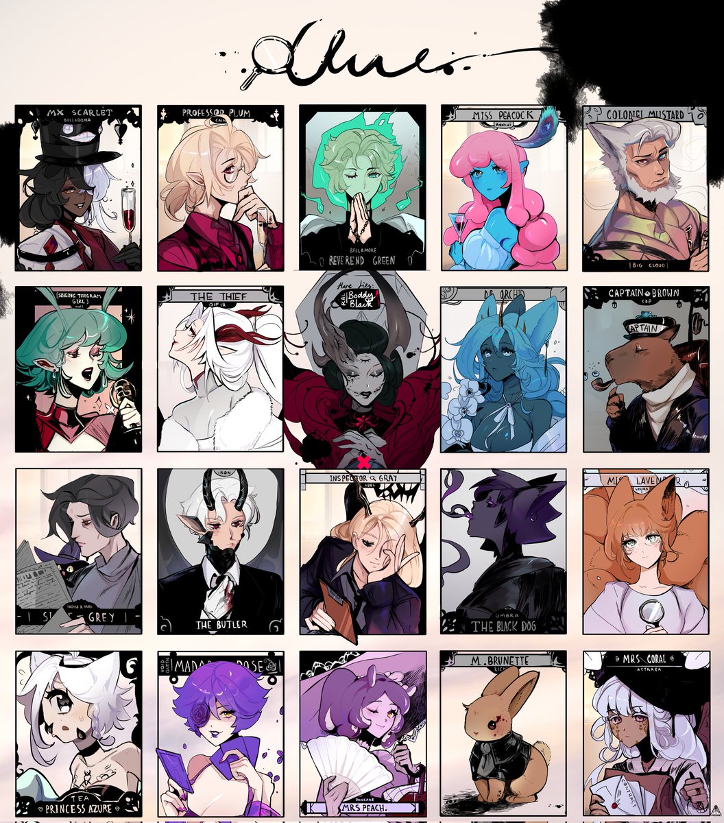 _firescribe's tweet image. I made a little cluedo set for some fellow dnd-ers from the same set of campaigns as me 🙇‍♂️