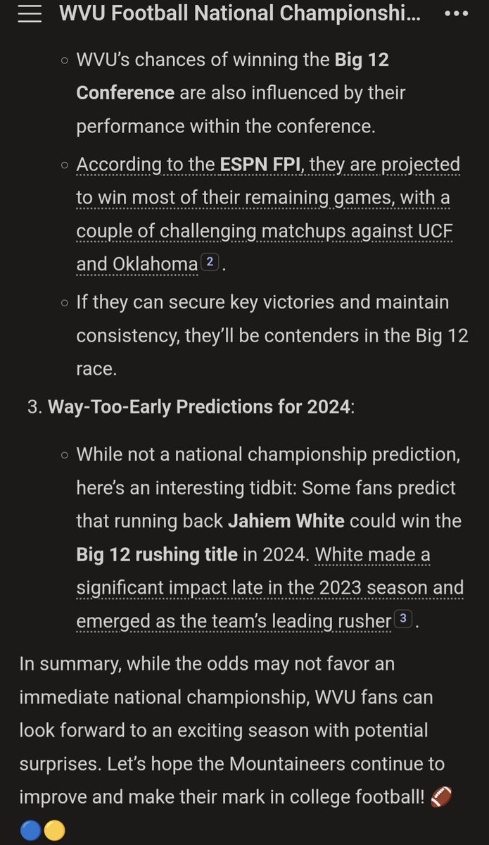 HeyBroImBert's tweet photo. AI says Trust the Climb with Neal Brown 👀 #WVU #TrustTheClimb https://t.co/uPINnhspgb