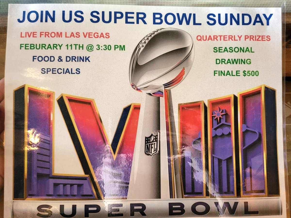 BuzzInnWA's tweet image. Don't forget to join us for the Super Bowl! Every quarter we're giving away prizes. Plus, there's a grand prize drawing for $500!