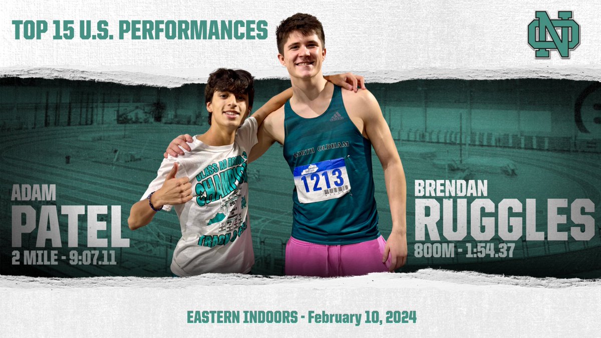 Great day at @EasternRelays for these two - @adampatel05 and @brendanruggles. Adam ran the fastest 3200/2-mile indoors or outdoors in school history. He's also #11 in KY in the 1600/Mile. Brendan is also Top 25 US in the 400m and #6 in KY in the 200. @NOMustangs