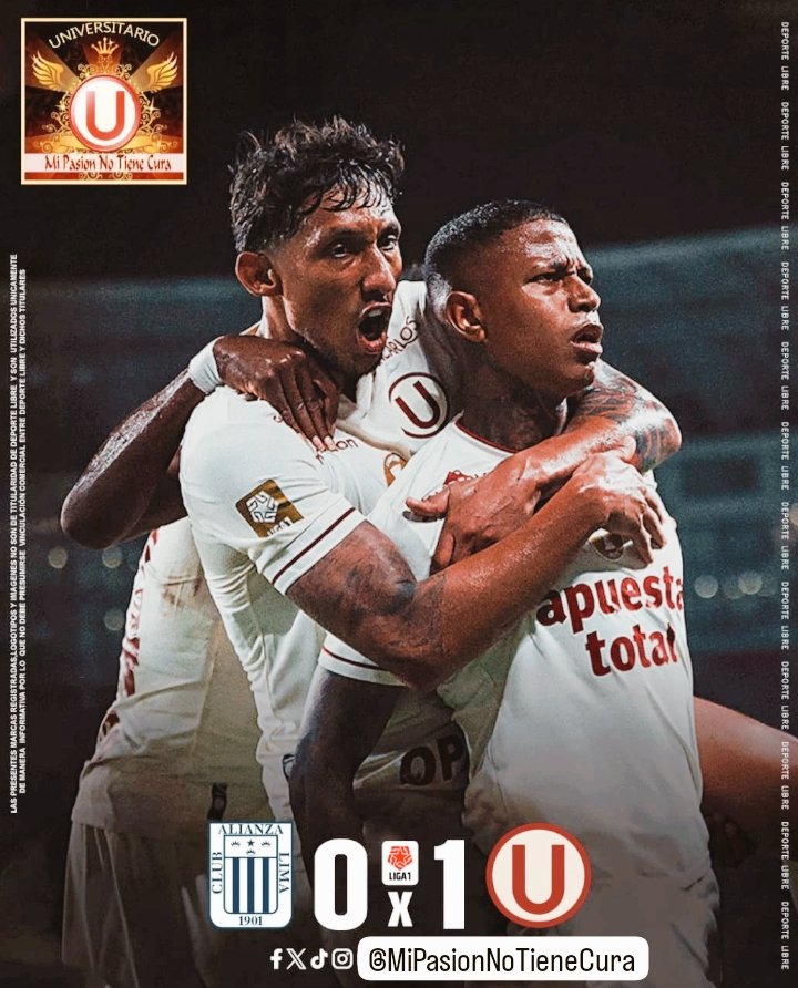 MiPasionNoTCura's tweet photo. ¡CLÁSICO ES GANARTE! ¡SOMOS PⓊNTEROS, POR AHORA! 🏟🙌🏽❤😃

⚽ Alianza Lima 0-1 Universitario
Gol: Andy Polo

#ClásicoEsGanarte #LloraLloraCagón #ALvsU #AlianzaLima #CAGONES #GrandeHayUnoSolo #Los100delÚnicoGrande #Liga1TeApuesto #MiPasionNoTieneCura #Universitario #YDaleU https://t.co/aXXV9z1zAE