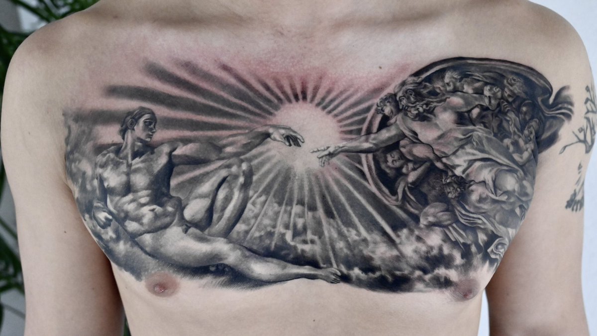 胸一面
#胸一面タトゥー　#ブラックアンドグレー　#タトゥーデザイン　#タトゥー横浜