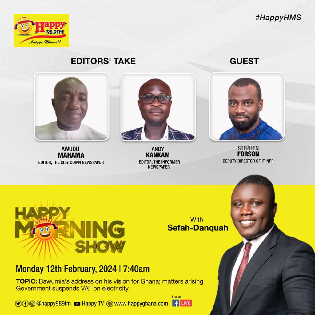 Tune in to Happy 98.9 FM @HAPPY989FM for an insightful discussion on Dr. Bawumia’s Bold Solutions for the Future.