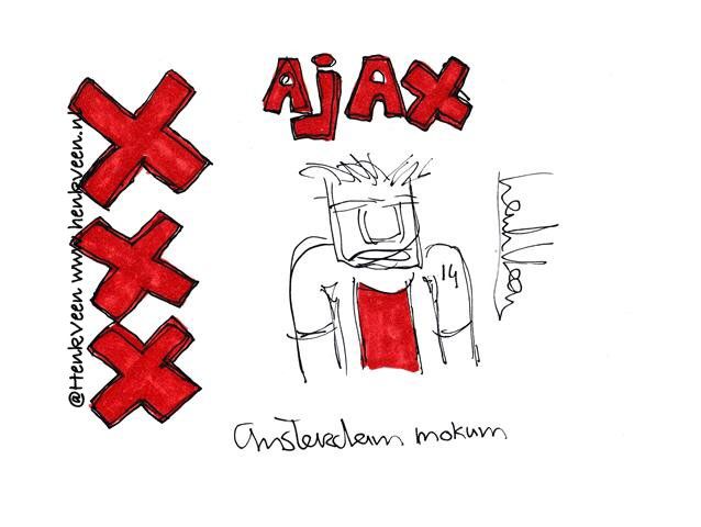 AjaxFanzoneNL's tweet photo. Voorspel de juiste eindstand van #heeAJA en WIN deze originele tekening van @henkveen! Mention en volg ons beide en RETWEET! #AJAX https://t.co/pQWob6hLlZ