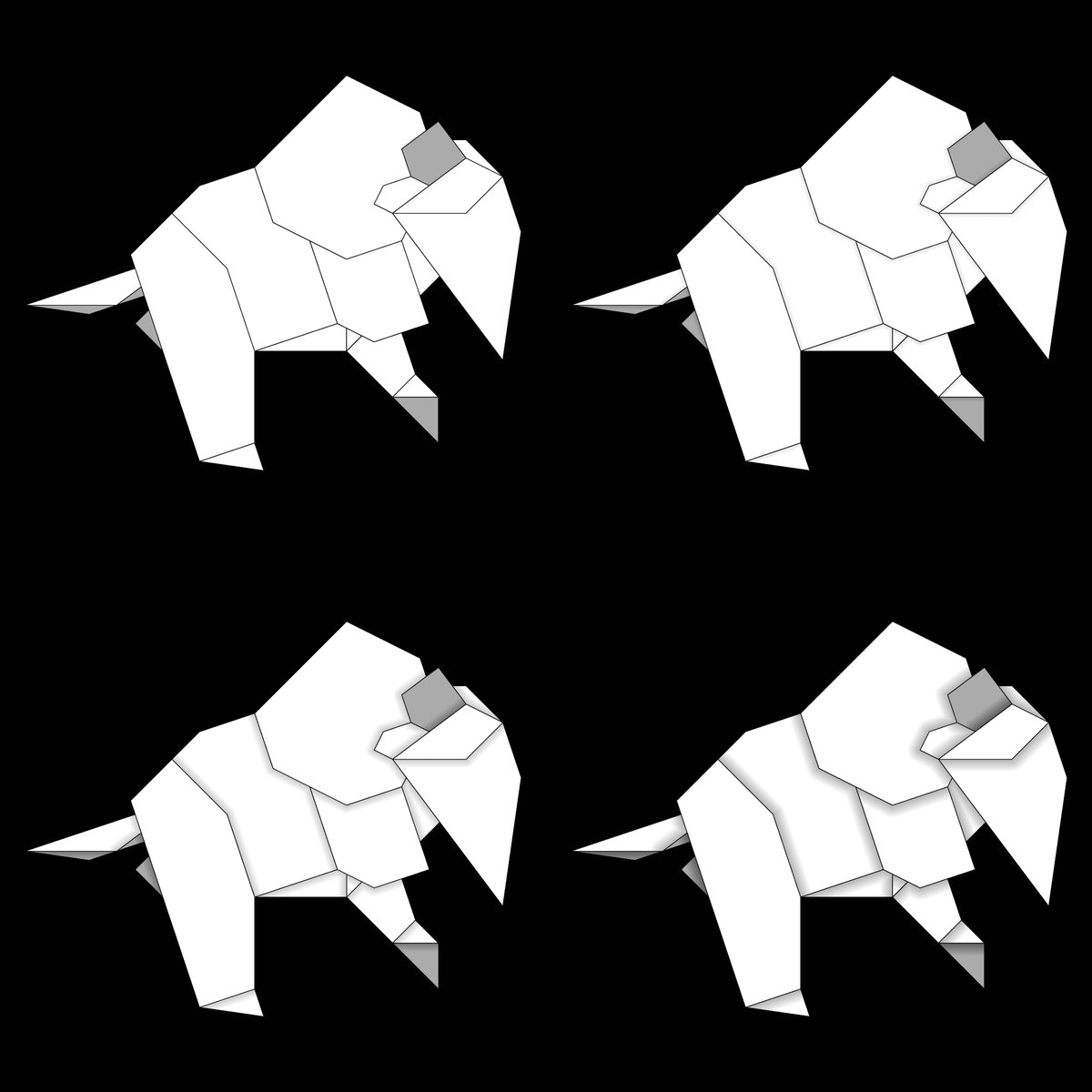 Bison by <a href="/ShukigKato/">Shuki Galen Kato</a> from the Flat-Folder instagram dataset.
.
Images show four of seven new "Shadows" shading levels now available in Flat-Folder.
.
#flatfolder #origami