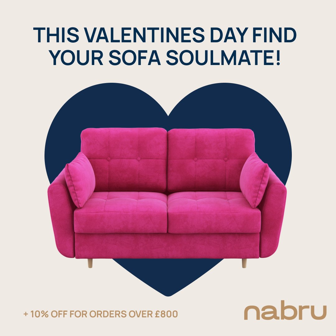 Celebrate Love or Embrace Solitude with Style! 💕 Whether you're snuggling with your sweetheart or enjoying your own space, our sofas are here to elevate your moments. Enjoy an exclusive 10% discount on all sofas over £800! 💝  Add code "VALLOVE20" at checkout!.

#nabrusofaS