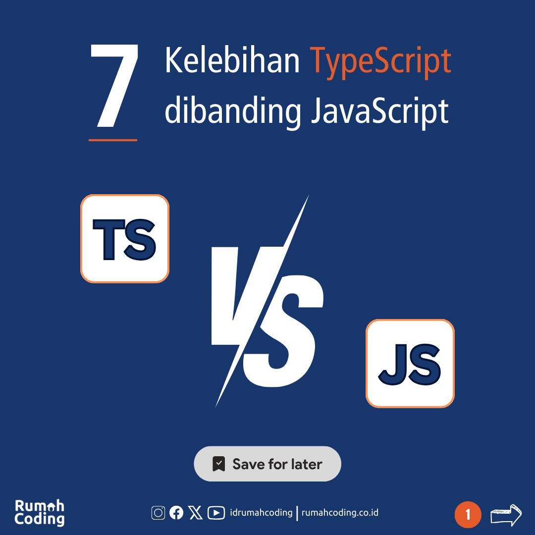 idrumahcoding's tweet image. TypeScript merupakan superset dari JavaScript. Taglinenya adalah &quot;TypeScript is JavaScript with syntax for types&quot;. TypeScript dikembangkan oleh Microsoft dengan tujuan untuk memperbaiki berbagai macam kelemahan pada JavaScript. Berikut beberapa kelebihan TS dibandingkan JS.