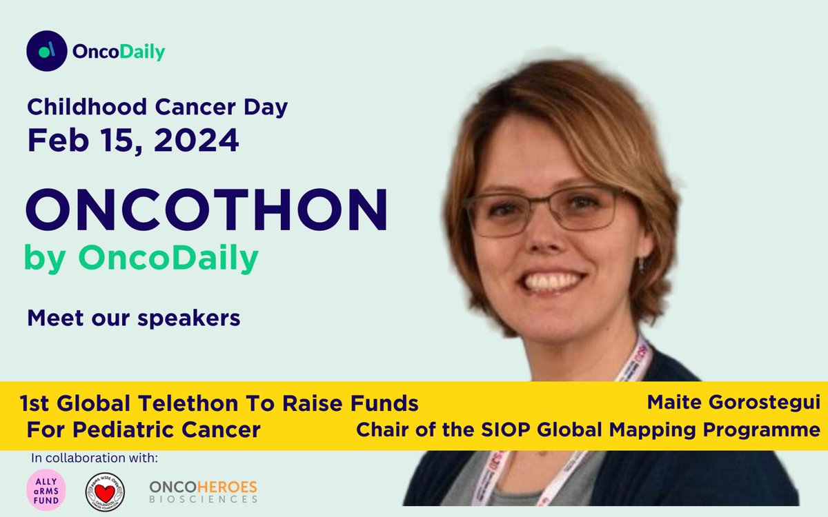 OncoDaily (@oncodaily) on Twitter photo 🔊 Meet the speakers of the First Global OncoThon
🧑🏻⚕️ Maite Gorostegui <a href="/MaiteGorostegui/">Maite Gorostegui</a>
📍 Position: Chair of the International Society of Paediatric Oncology - SIOP Global Mapping Programme; Co-lead for the Group of Hereditary and Rare Tumors (Cure4kids platform) in Latin 🔊 Meet the speakers of the First Global OncoThon
🧑🏻⚕️ Maite Gorostegui <a href="/MaiteGorostegui/">Maite Gorostegui</a>
📍 Position: Chair of the International Society of Paediatric Oncology - SIOP Global Mapping Programme; Co-lead for the Group of Hereditary and Rare Tumors (Cure4kids platform) in Latin