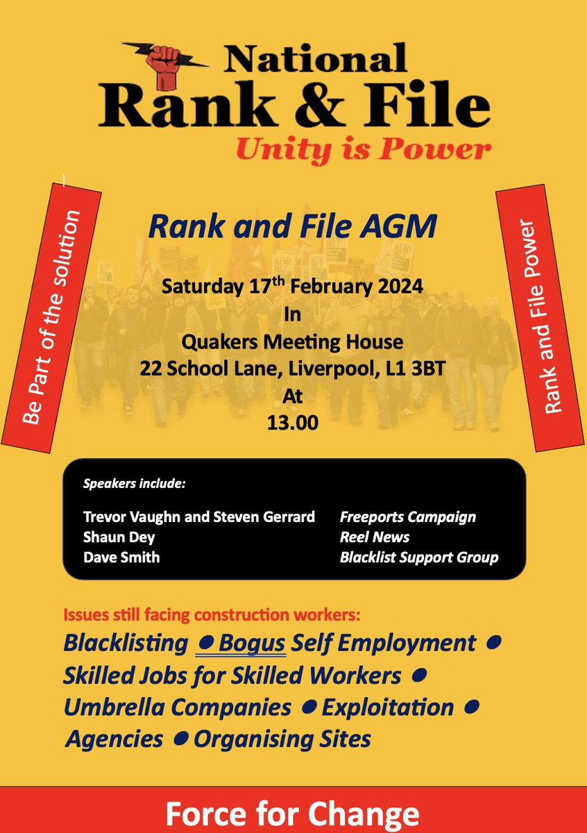 NatRankFile's tweet image. See details of next week’s Rank and File Meeting in Liverpool