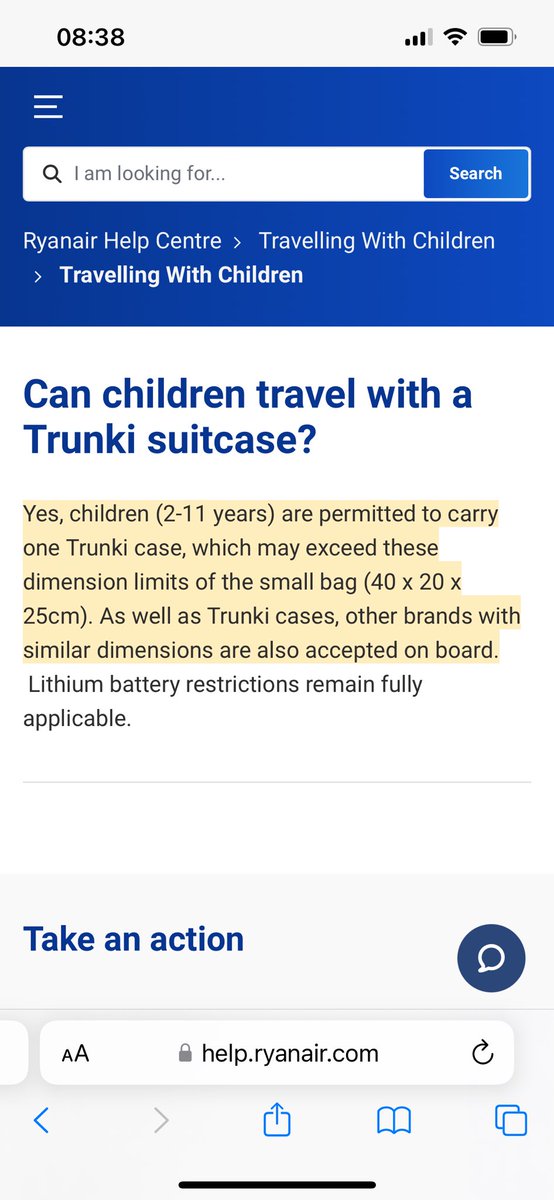 caggly's tweet photo. @Ryanair according to your website children can travel with a Trunki &amp; car seat, but your X feed &amp; online have varying responses. If a similar brand, does it have to be a ‘ride on case’? https://t.co/1HoQFChagI