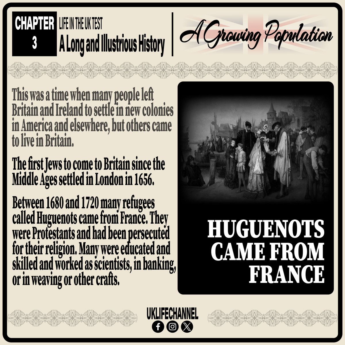 LIFE IN THE UK TEST
A Growing Population
#uklifechannel #lifeintheuktest #unitedkingdom #Britain #greatbritain #england #scotland #wales #northernireland #williamoforange #GloriousRevolution #parliament #Protestants #TheBillofRights #huguenots #france #refugees #colonies #america