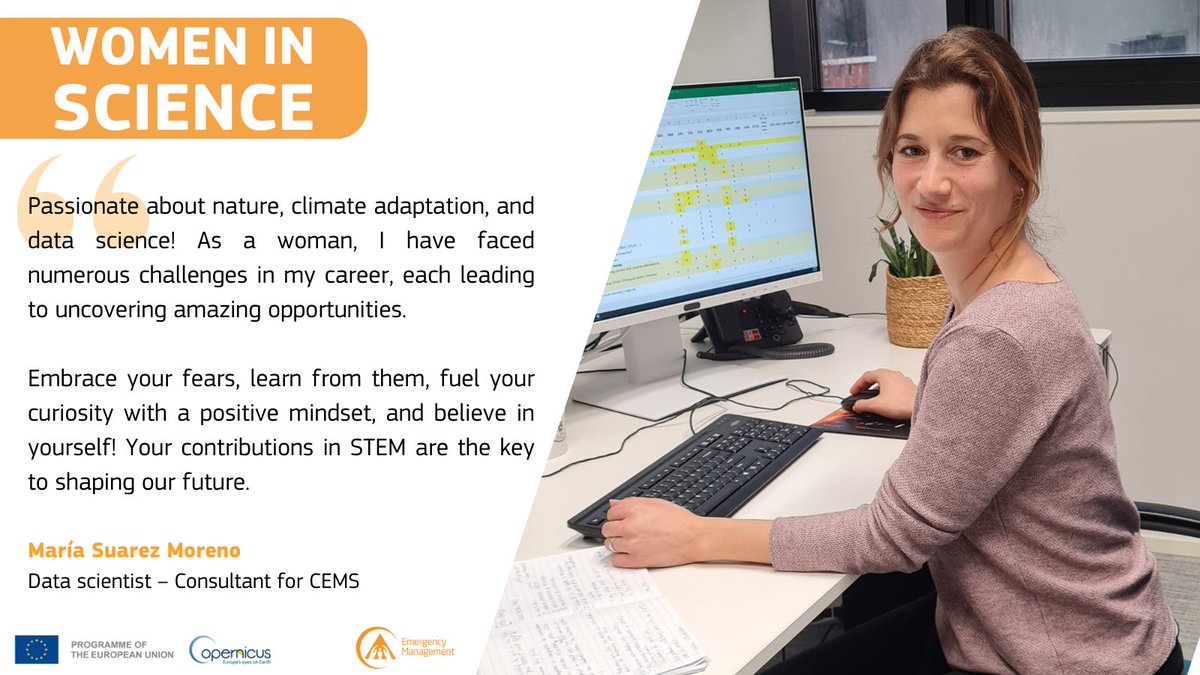 🧵1/3 Meet the remarkable women of #CEMS who drive the daily operations of our service - from Early Warning and Monitoring to On-Demand Mapping, & Exposure Mapping 5 of our colleagues - Cristina, Inés, Laura, Carolina, and María - share their perspectives as #WomenInScience⤵️