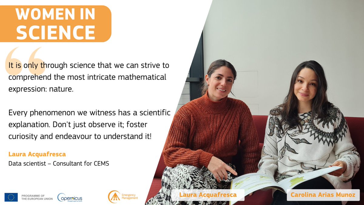 @EU_ScienceHub @WomenInScience @AdelaideDura @SallaLoi @jolitaEU @4womeninscience @WiDS_Worldwide @WIN_DRR @HeadUNDRR 🧵2/3 #WomenInScience👩‍🔬🚀 A key message from Environmental data scientist Carolina Arias Munoz: 'Women bring a unique perspective to #STEM, blending intuition with innovation to tackle complex challenges. Our empathy and analytical skills have the potential to drive change!'