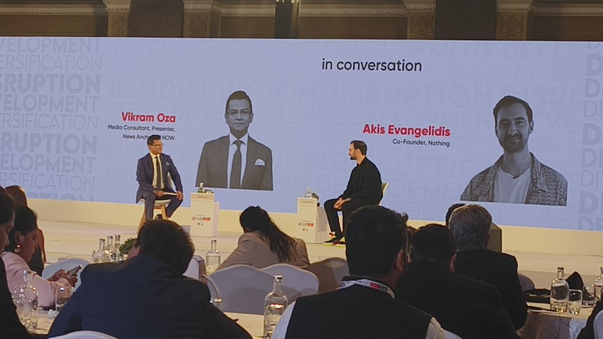 Shush_bharat's tweet photo. Sharing experience with @AkisEvangelidis frm @nothing @cmfbynothing with how they are building change in race of Smartphone/ Audio &amp; Wearable race, gentle guy with big vision, presenting @bazaarooh by @crazyme_ag 
#GBSScriptingATomorrow #GBS2024 #etnow #TimesGlobalBusinessSummit https://t.co/NScp0WFckJ