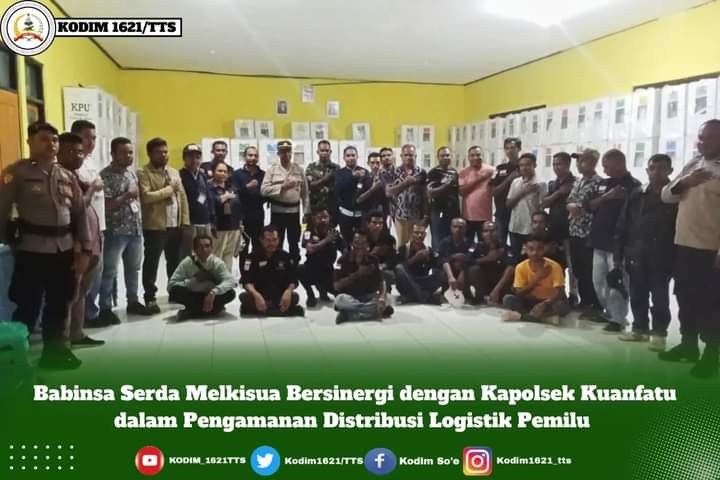 purnayata34630's tweet image. Babinsa Serda Melkisua Bersinergi dengan Kapolsek Kuanfatu dalam Pengamanan Distribusi Logistik Pemilu

#kodim 1621/TTS#