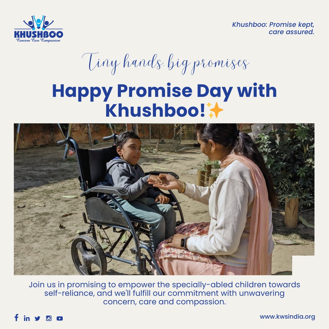 On Promise Day, let's forge a pledge for a world that echoes with the empowerment of specially-abled individuals. 
#PromiseDay, #khushboo, #EmpoweringKids, #PromisesToVulnerableChildren, #PromisesOfLaughterAndLearning, #HeartsFullOfPromise #support #autism
