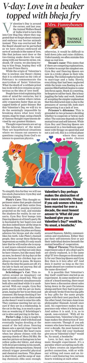 Worth reading and re-reading , specially the thought experiments V-day : Love in a beaker topped with bheja fry By : Twinkle Khanna timesofindia.indiatimes.com/blogs/mrsfunny… @mrsfunnybones