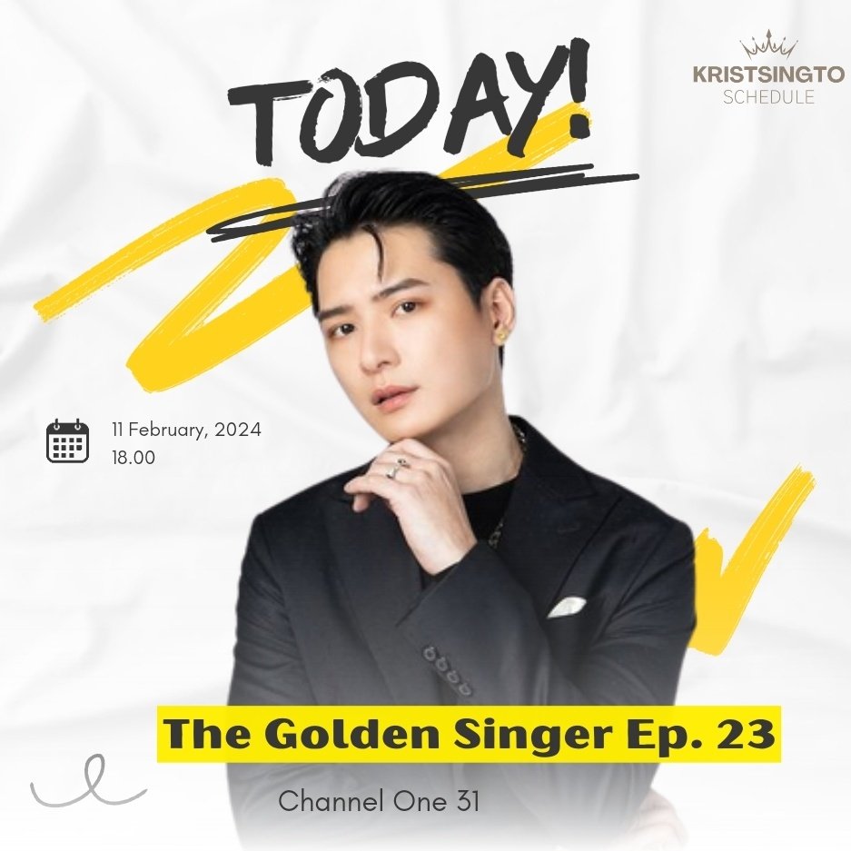 KSschedule's tweet photo. Today!
⏲️18.00
📌Channel One 31
#️⃣ #TheGoldenSingerEp23
#KristPerawat #ยูยู่ของคุณพี https://t.co/e6NFryj8Bi