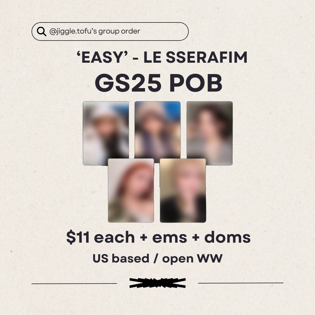 jiggletofu's tweet photo. SECURED GO - Le Sserafim GS25 POB ♡ 

2 payments: initials + ems/doms
initials: $11

join on my ig (check out my other le sserafim easy gos here!): https://t.co/FYPp8MOL7E…

#LE_SSERAFIM #LE_SSERAFIM_EASY #lesserafimgrouporder #lesserafimgo #lesserafimwts https://t.co/lP7EU61URC
