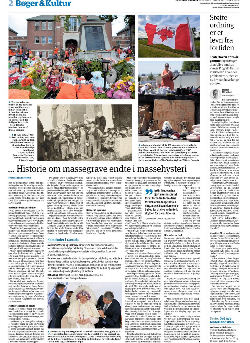 A Danish newspaper has run a story about the unmarked-graves social panic that Canada went through in 2021. It notes that more than 2.5 years later, no graves have been found.
kristeligt-dagblad.dk/kultur/massegr…