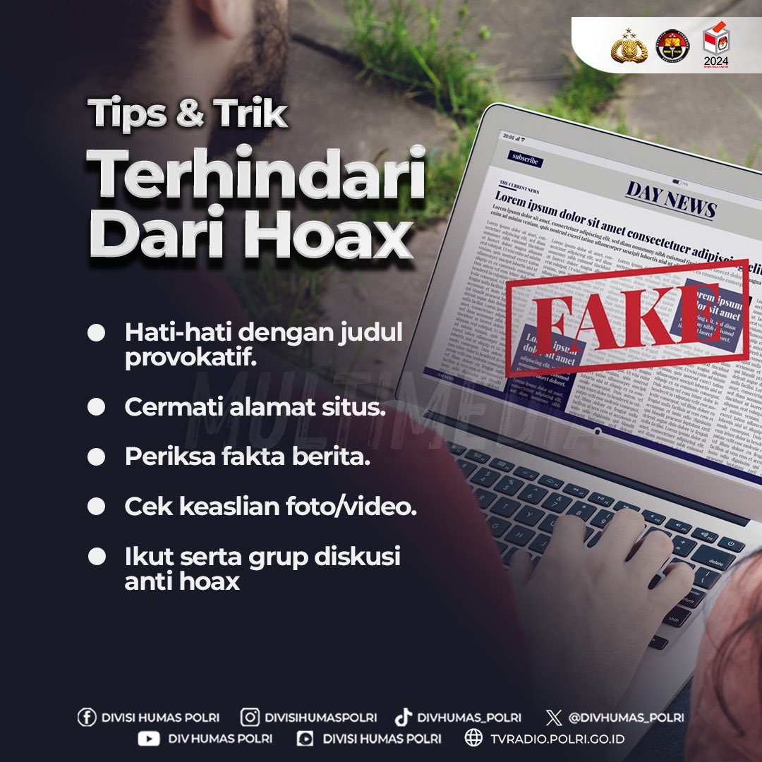 Polres_Bwi's tweet photo. @HumasPoldaJatim Tips &amp; Trik Terhindari Dari Hoax

Mari #BersamaJagaIndonesia dengan Jaga Kesatuan Persatuan https://t.co/GhWrVIb627