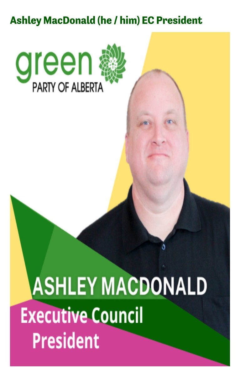 Back in October, I was elected VP, but due to a recent change up, I have assumed the position of Interim President of the @GreenPartyAB. Feel free to reach out to me at president@albertagreens.ca 
My fellow EC members are listed here:greenpartyofalberta.ca/your_executive… #abpoli #demandbetter