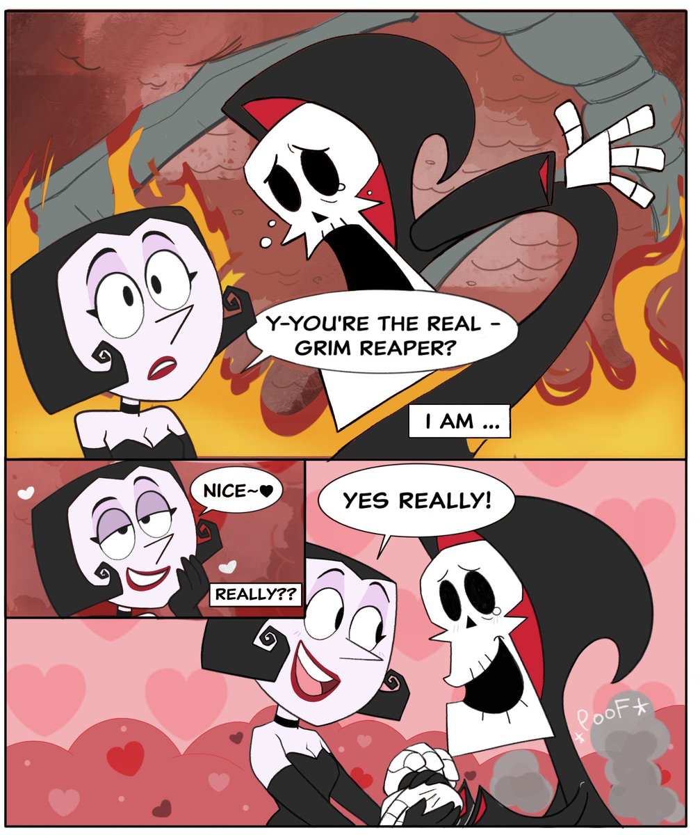 gaobam comic for @ thefunkyfrogking of an alt ending of "Grim in Love"