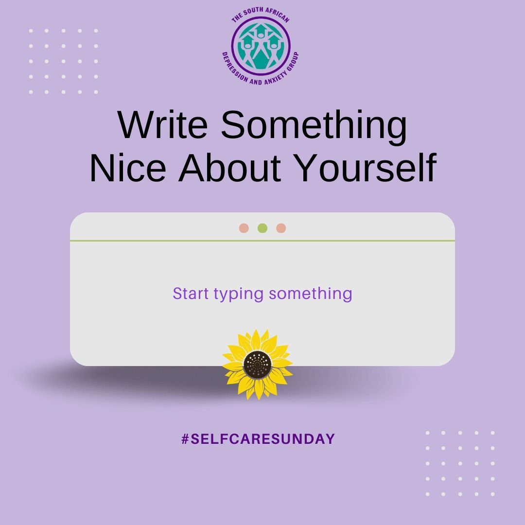TheSADAG's tweet image. Take a moment to write kind words about yourself. Embrace your strengths and unique qualities. It&apos;s a powerful act of self-love and positivity. Make yourself count today and everyday 🌟 

#SelfCareSunday 
#SelfLove 
#PositiveReflections