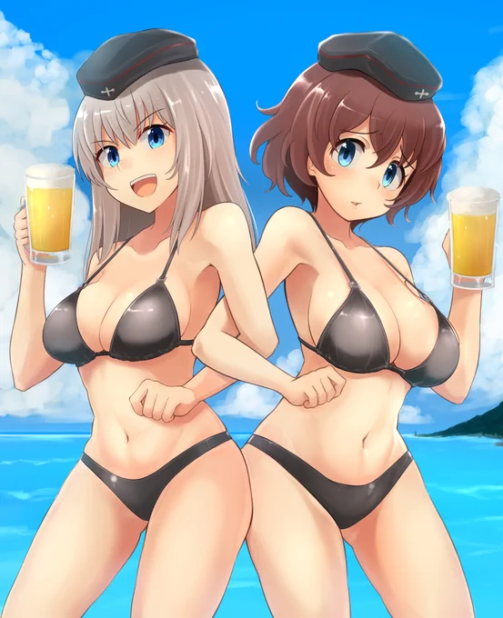 skebで描かせていただきました～キャンペーンガールのエリカと小梅 
