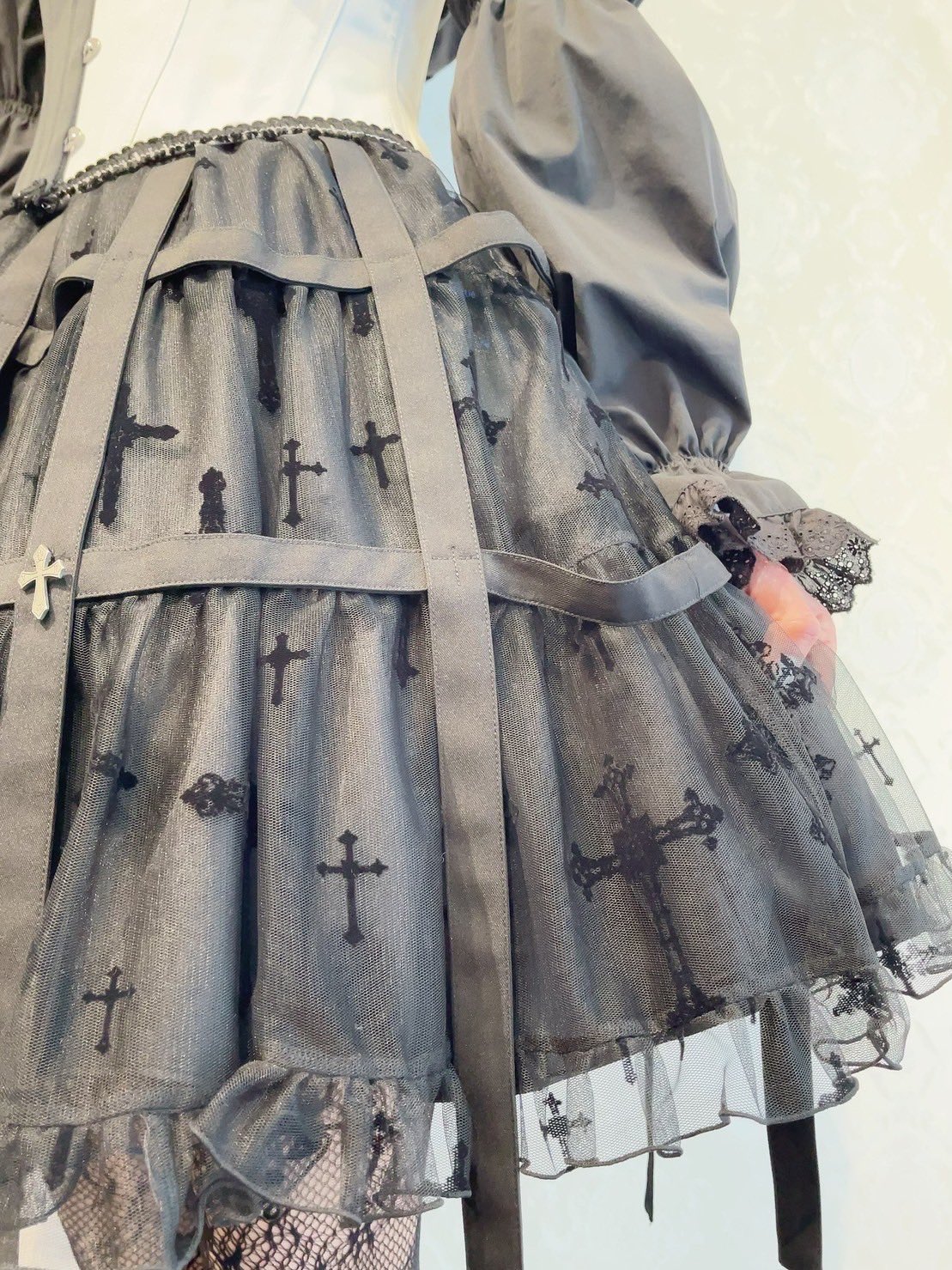 Moi-meme-Moitie / 十字架フロッキー鳥籠スカート　ゴスロリ Flocky Cross Birdcage Skirt by Moi-même-Moitié