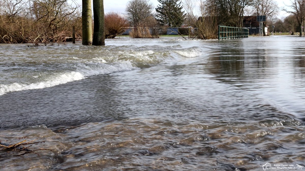 Fotoflo112's tweet photo. Man sagt, wenn zwischen #Weihnachten und #Neujahr #Hochwasser herrscht, folgt im Folgejahr bis zu sieben mal #Hochwasser. Das erste mal ist gerade wieder da in der #Region #Hannover so wie hier in #Bordenau. Die #Brücken in #Bordenau und #Basse sind schon gesperrt.#Germany https://t.co/hpxA5nzpgc