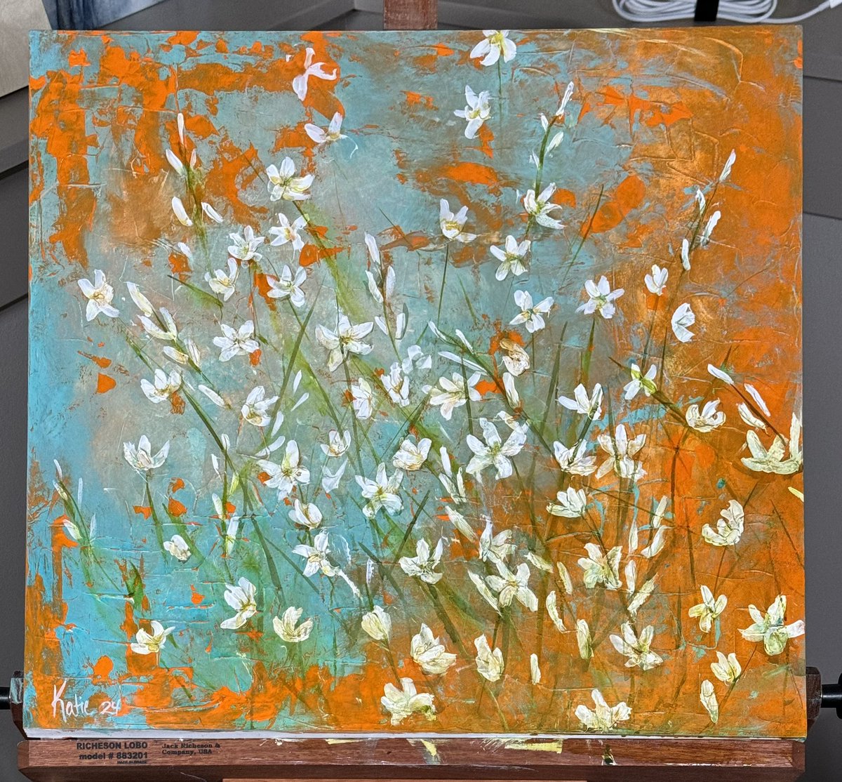 Acrylic on board. A little texture and some pretty - made up flowers. #originalart #painting #acrylicpainting #flowers