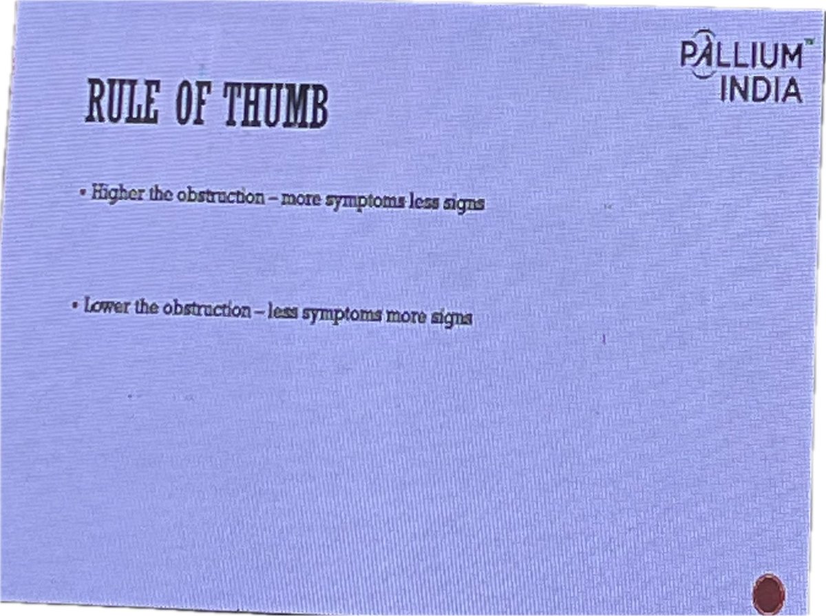 Dr Sreedevi Warrier, head of Education @palliumindia on malignant bowel obstruction, recalls teaching by Dr Robert Twycross decades back: High obstruction, more symptoms. Low obstruction, more signs. @palliumindia @iapcpage