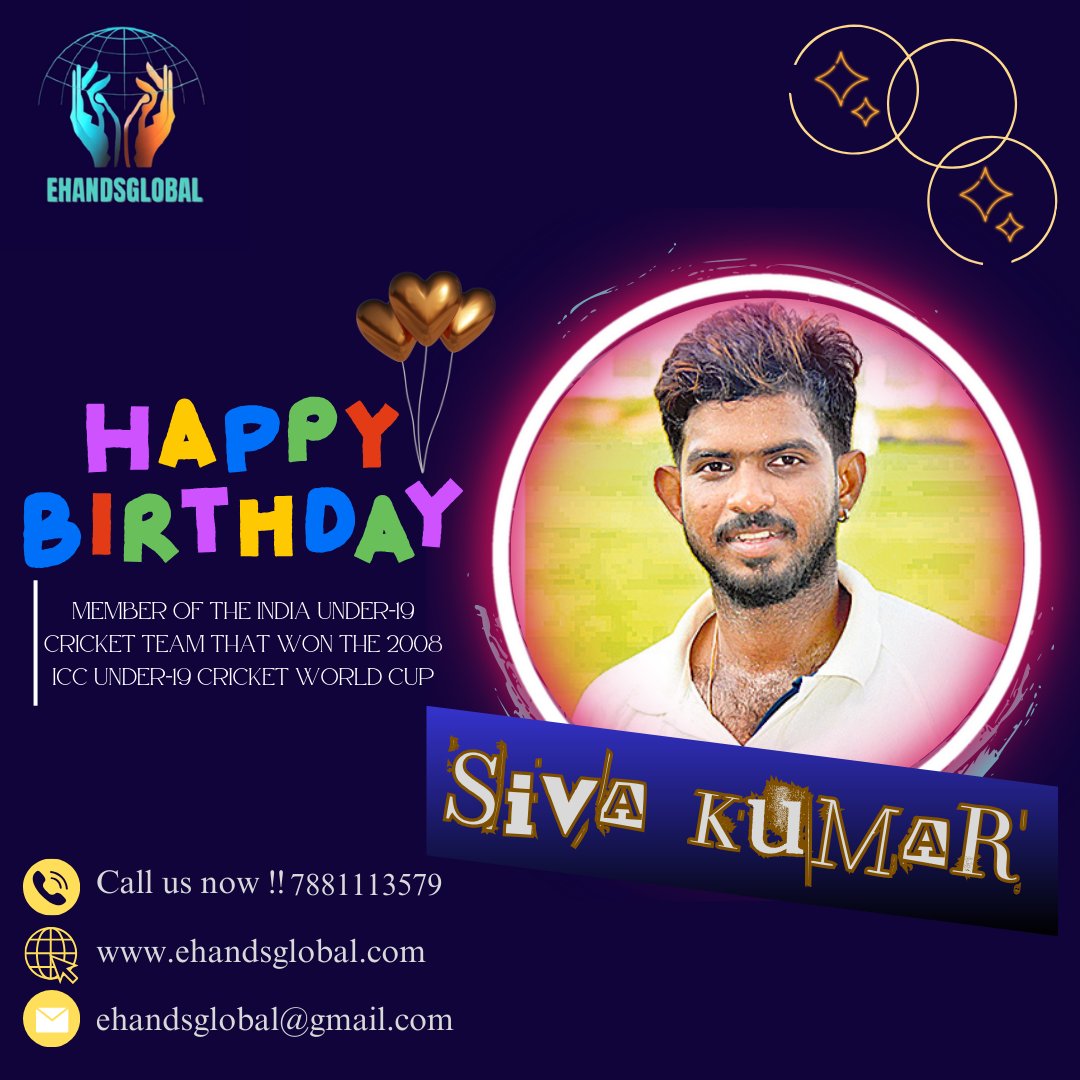 EhandsGlobalGrp's tweet photo. 📷 Happy Birthday, Duvvarapu Siva Kumar! 📷📷 Your journey from the India Under-19 cricket team's triumph in the 2008 ICC Under-19 Cricket World Cup to the present day has been truly inspiring. the field! 📷📷
#HappyBirthday #DuvvarapuSivaKumar #CricketChampion #U19WorldCupHero https://t.co/KbpadAQnwL