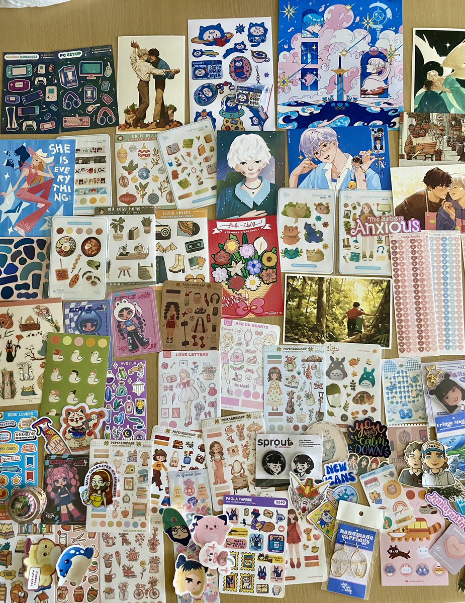 shannavata's tweet photo. ✨KOMIKET HAUL✨
Ang fun nung stamp rally 💐 

@jpellustrates 
@guenscomics 
@allyrocero 
@PaolaPaperie 
@catsuki_arts 
@nekokonut22 
@sabgeid 
@peachsoulstudio 
@ohwelladays 
@emillustrating 
@NyawooStudio 
@emeldraws 
@munette 

#KomiketQC 
#komiket2024 https://t.co/9WkGPydIoG