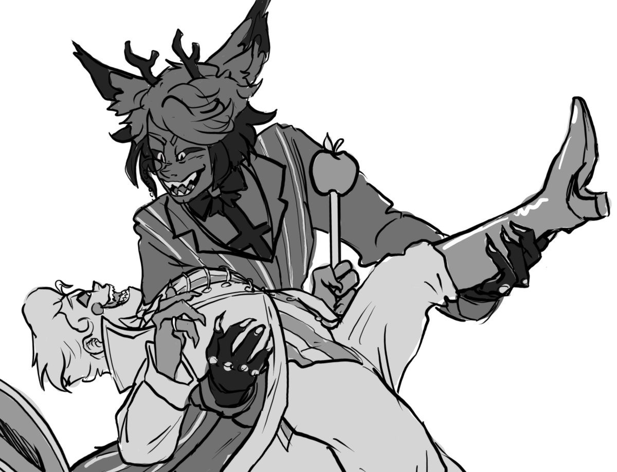 VinterC's tweet image. I unlocked a new obsession 👀 #HazbinHotel #HazbinHotelAlastor #HazbinHotelLucifer #wip