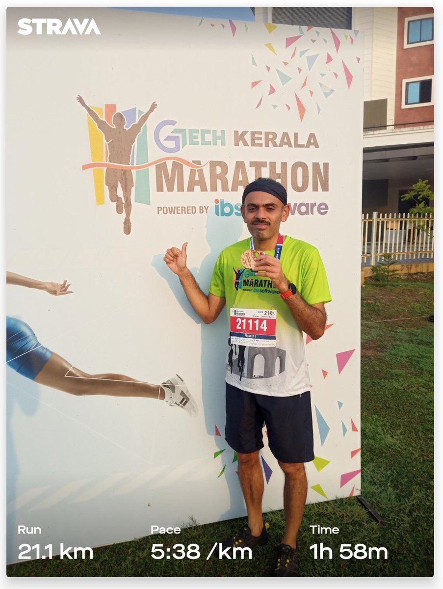 epradeep98's tweet photo. A satisfying HM today in Kochi as part of #GTechMarathon. Been struggling with certain issues lately which was affecting my self-confidence. Yesterday night also, had very little sleep due to a bad headache but eventually when the run started, everything fell into place. https://t.co/7w073569D4