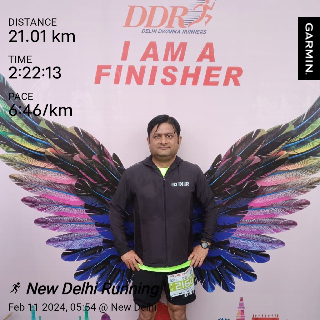 Nikhil_Connect's tweet photo. Nikhil Sharma , Bib no. 2160, successfully completed "DDR Half Marathon (21.1 Km)" on 11 Feb, 2024, in 02:22:13 #runizen via @runizen https://t.co/sh0Iuyh5b7
