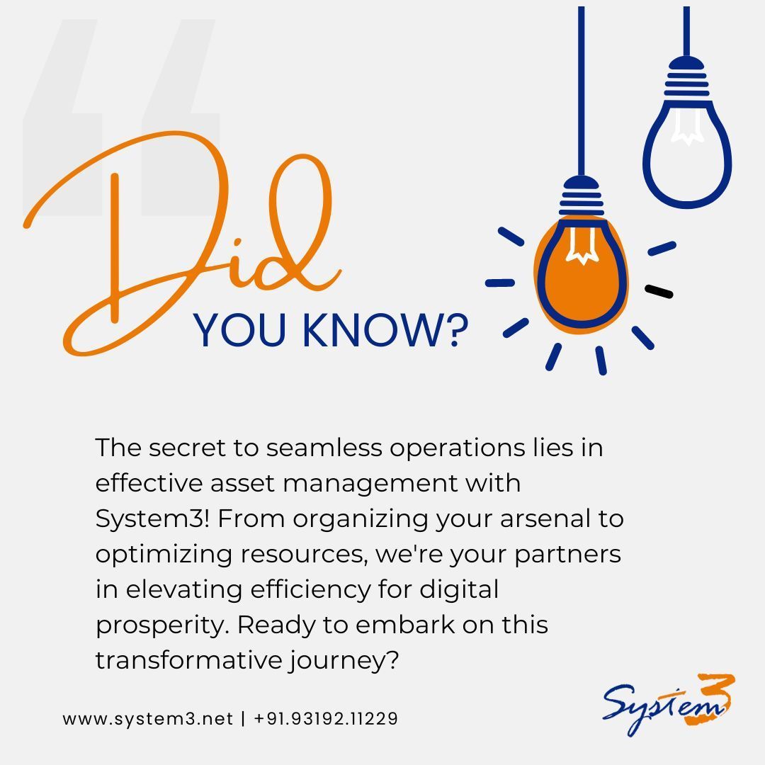 Did You Know? 🤔💼 System3 Unlocks Prosperity Through Strategic Asset Management! 
✨ #DidYouKnow #AssetManagementMagic #System3Solutions #DigitalProsperity #TechEfficiency #UnlockingSuccess