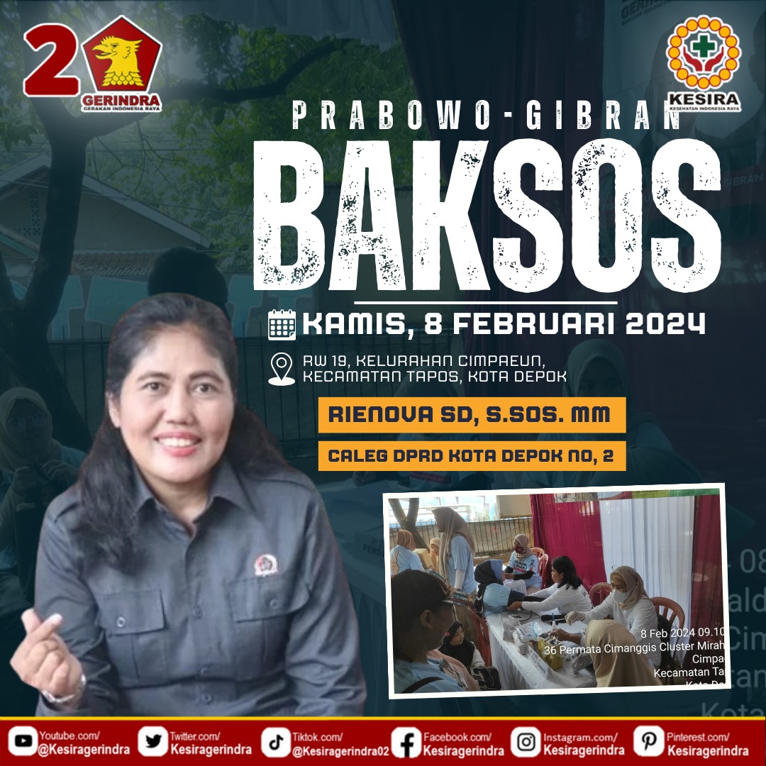 BAKSOS PEMERIKSAAN KESEHATAN GRATIS PRABOWO GIBRAN TAPOS DEPOK

Prabowo Gibran, Sehatkan Indonesia Raya.

#kesira #kesiragerindra #gerindrakesira #kesehatanindonesiaraya #kesiraindonesia #kesirapeduliindonesia #Depok #DPRD #RienovaSD