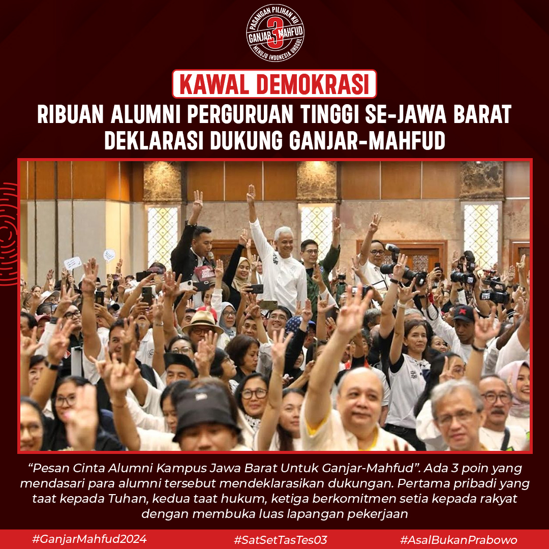 Kawal Demokrasi, Ribuan Alumni Perguruan Tinggi Se-Jawa Barat Deklarasi Dukung Ganjar – Mahfud.

Dirty Vote Pemilu 2024 rosie posie Siang Masa Tenang Japan