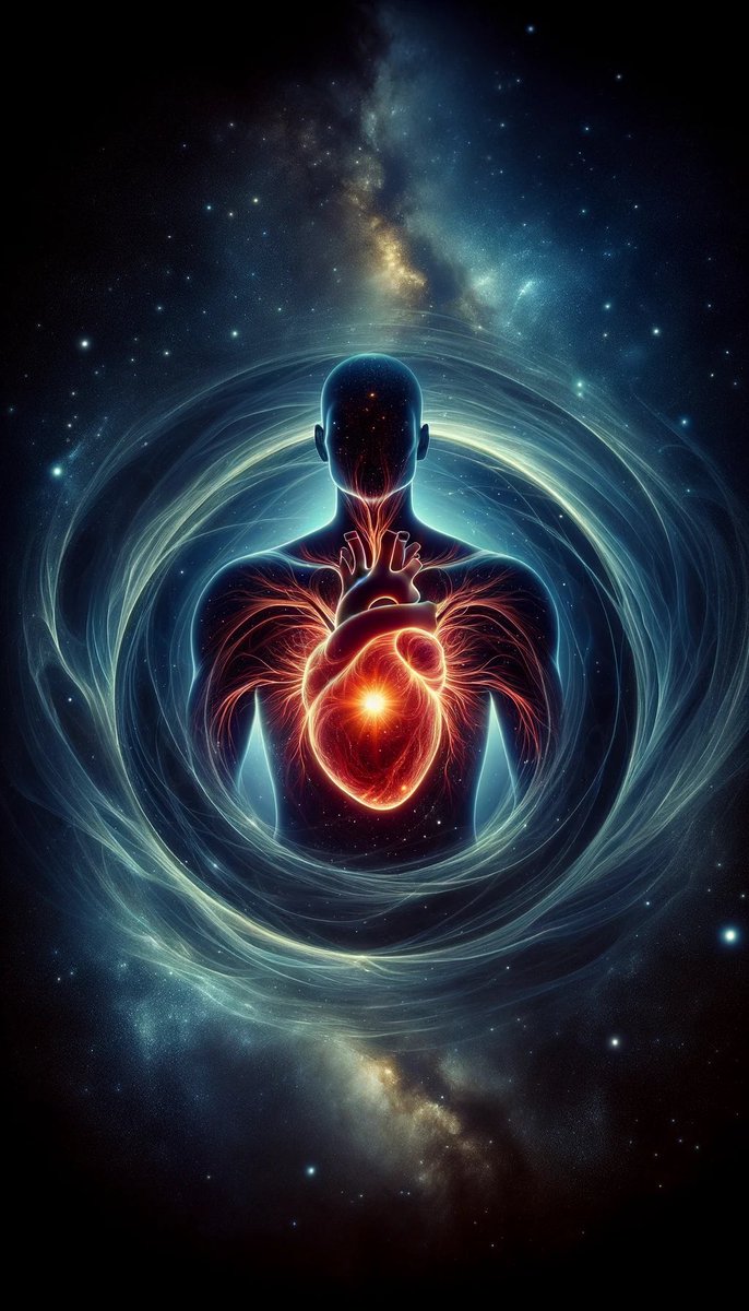 michael_gaio's tweet photo. this is how I like to talk with AI:

“Good. Now let’s try again … The human form emerges as the potency of essential meaning of the void defining the edge of the silhouette upon the blackness of outer space … which is filled with the original substance of light. The human heart is the comic heart: the essential inward fold of space, time, and meaning upon itself into its most essential nature.  let’s keep focusing in the direction of extending the dimensionality of objective space into the inter-dimensionality and negative space of subjective space.”