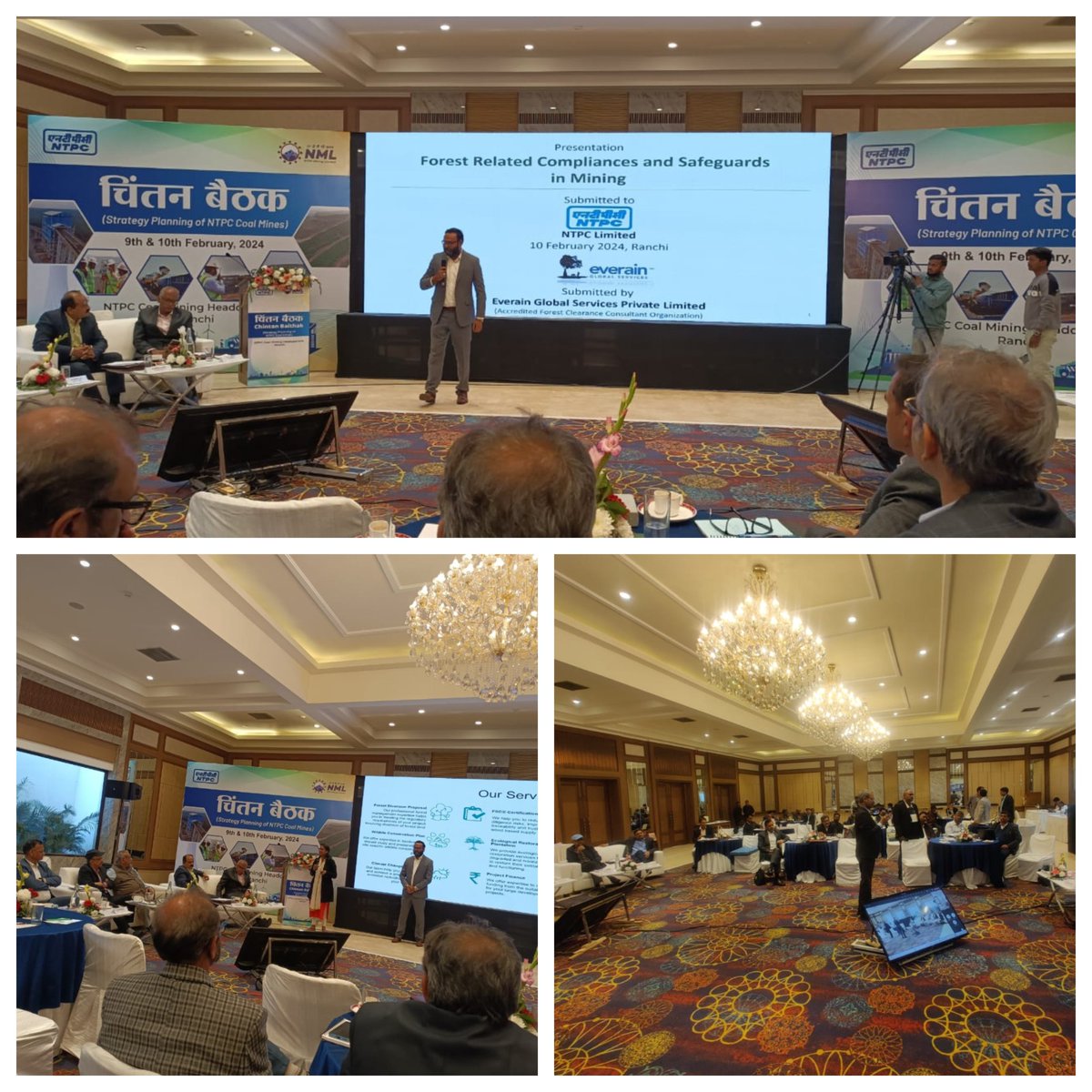EverainGlobal's tweet photo. Honored to have joined as guest speakers at NTPC's Chaintan Baithak, delving into the crucial topic of 'Forest Related Compliances and Safeguards in Mining', hosted at Chanakya Hotel, Ranchi, Jharkhand. https://t.co/P1hWU6rpDH