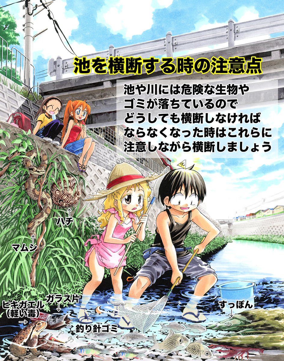 「アリ地獄のため池」 その恐怖の実態と脱出方法(3/3)   答えです。 できるだけ近くを探しましょう。横断は最終手段です     #水難防止 #水遊び #ため池 #生還図鑑