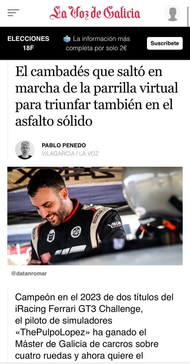 iracingsbs's tweet photo. Hoy en la voz de Galicia @ThePulpoLopez 
Un orgullo para nuestra comunidad 

https://t.co/VHDGFP1krs https://t.co/gMcrMlDLPZ
