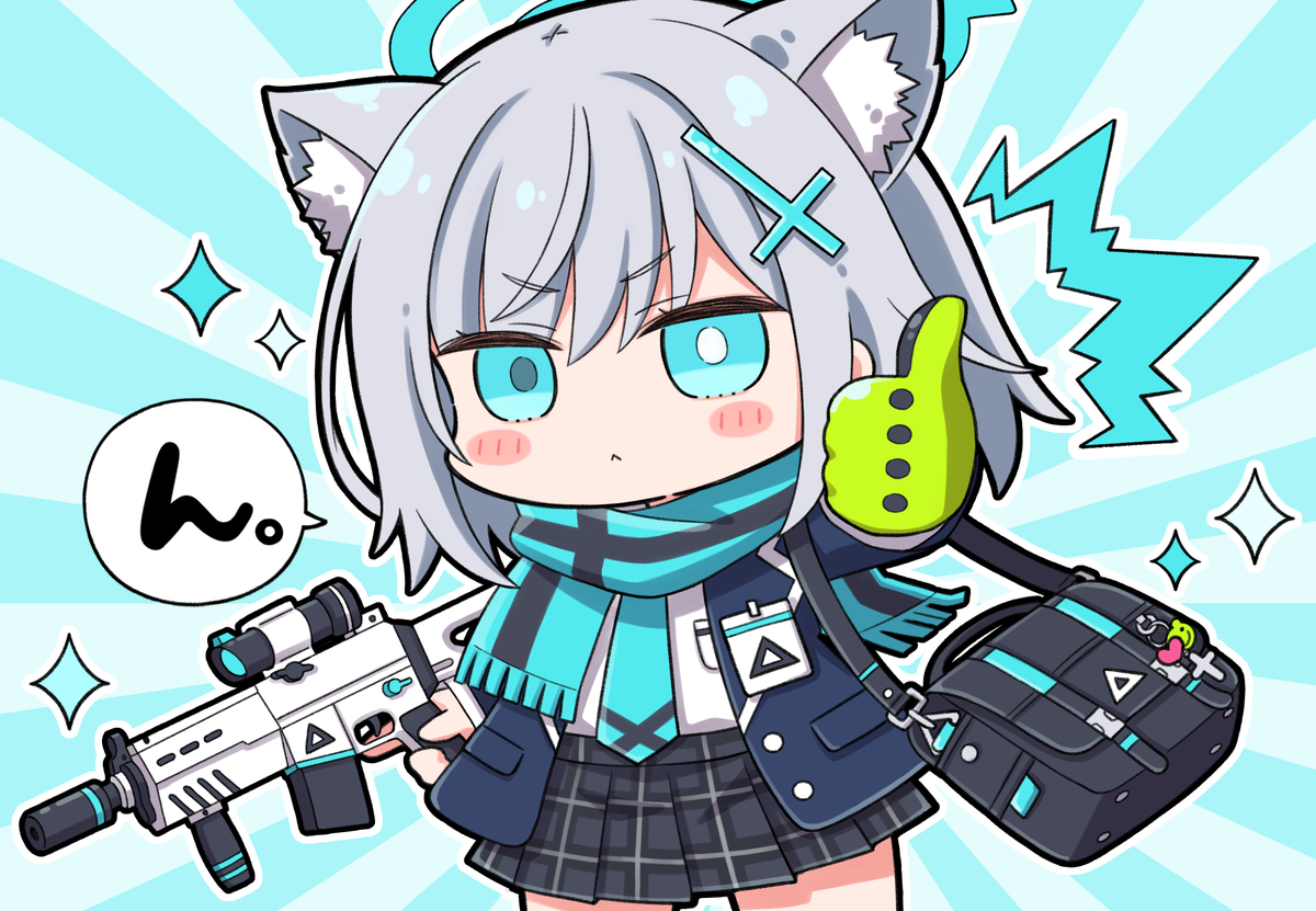 砂狼シロコ(ブルアカ) 「もちもちデフォルメ描いてます#三連休はフォロワーが増えるらしい 」|ねじ。のイラスト