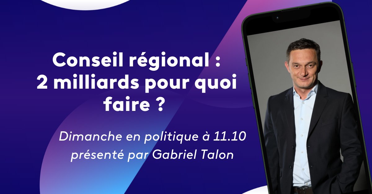 Le budget du Conseil régional de #BourgogneFrancheComte en débat dans DimPolBourgogne

avec 3 présidents de groupe de l’Assemblée <a href="/Jeromedurain/">Jérôme Durain</a> <a href="/gillesplatret/">Gilles PLATRET</a> <a href="/JulienOdoul/">Julien ODOUL</a> 
à 11.10 sur <a href="/F3Bourgogne/">France 3 Bourgogne</a> 

en replay sur <a href="/FranceTV/">France tv</a> 
france.tv/france-3/bourg…