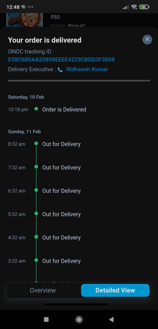 him_kasera's tweet image. Ordered pizza from @Paytm  @ONDC_Official on Feb 10th. Restaurant got the order, but delivery partner didn't deliver to my location, ignored calls. Marked as delivered on Feb 11th morning without delivery!   
#paytmscam