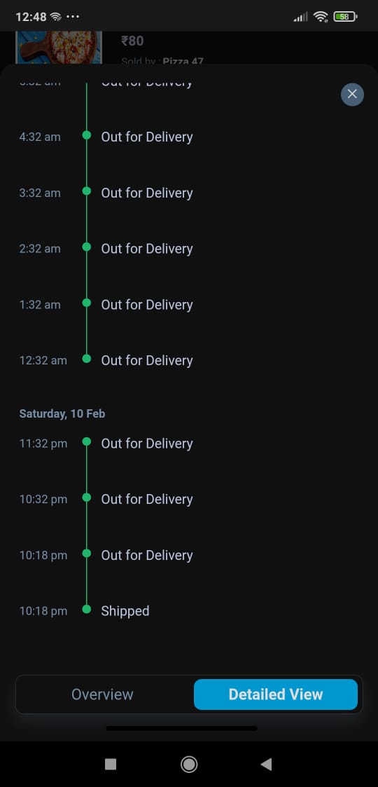 him_kasera's tweet image. Ordered pizza from @Paytm  @ONDC_Official on Feb 10th. Restaurant got the order, but delivery partner didn't deliver to my location, ignored calls. Marked as delivered on Feb 11th morning without delivery!   
#paytmscam